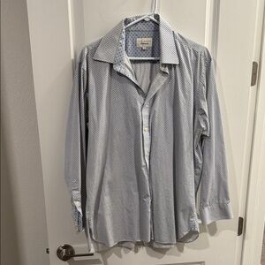 Ted Baker: White and Blue Button Down Shirt
